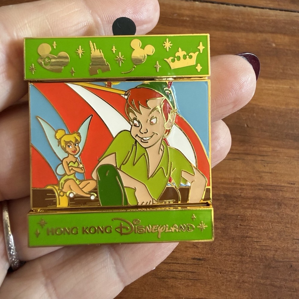 Hong Kong HKDL Pin Monthly Peter Pan Tinkerbell Hook Disneyland Flipper LE 500
